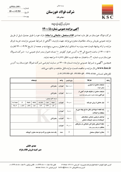 مزایده شماره 5/1400