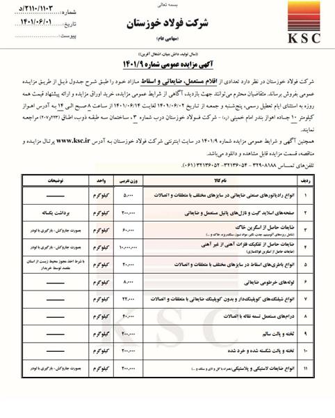 آگهی مزایده عمومی شماره 9/14