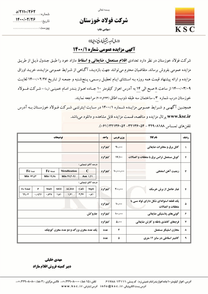 مزایده شماره 1400/1