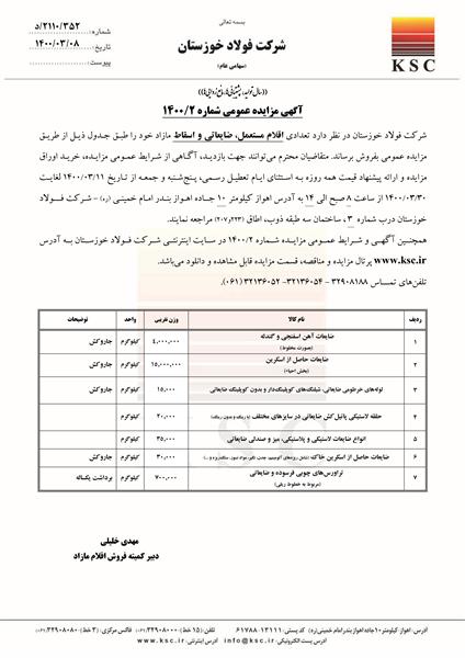 مزایده شماره 1400/2